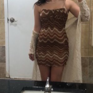 Brown/beige short mini dress -does not include the cardigan thing